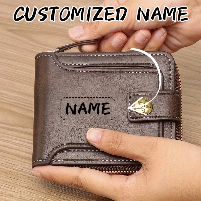 Personalized Name Box - Custom Name Men's PU Wallet, Compact