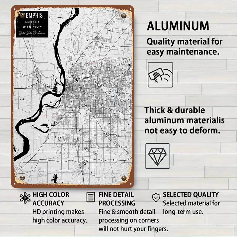 Memphis TN USA Tinplate Signs  - огляд і ціна Custom Map Poster