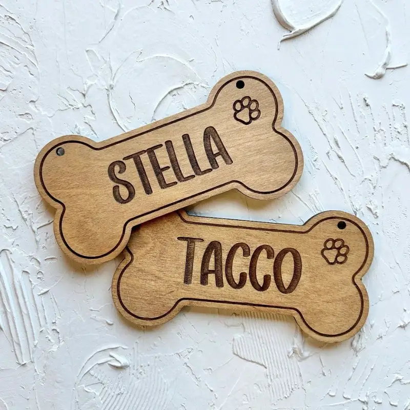 5PCS Custom Wooden Dog Tag - P - огляд і ціна Pet Portrait Custom