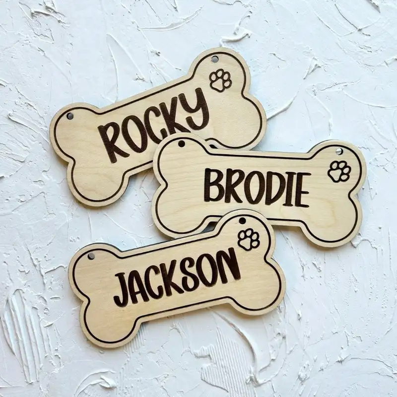 5PCS Custom Wooden Dog Tag - P - огляд і ціна Pet Portrait Custom