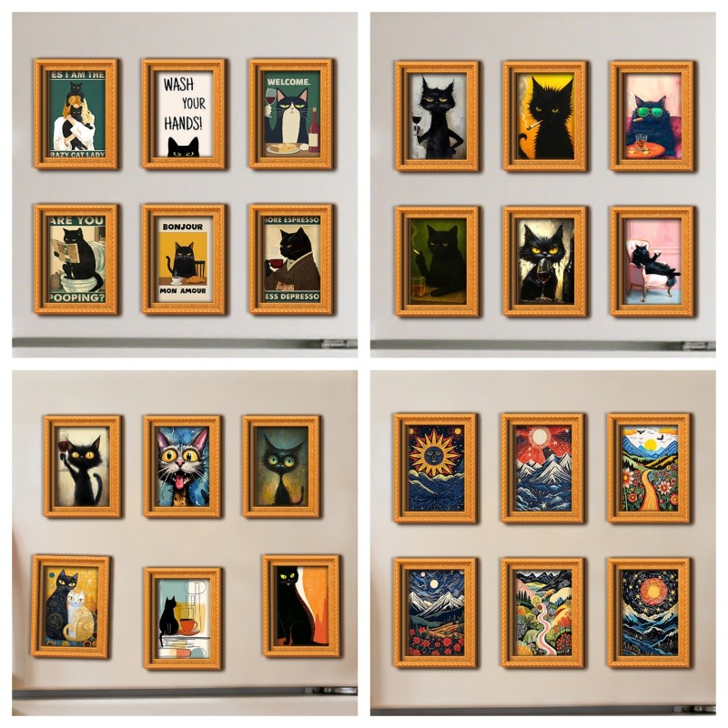 6Pcs/set Wooden Refrigerator M - огляд і ціна Engraved Wood Frame