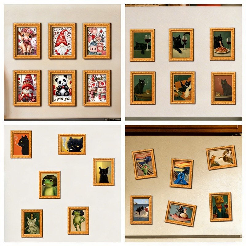 6Pcs/set Wooden Refrigerator M - огляд і ціна Engraved Wood Frame