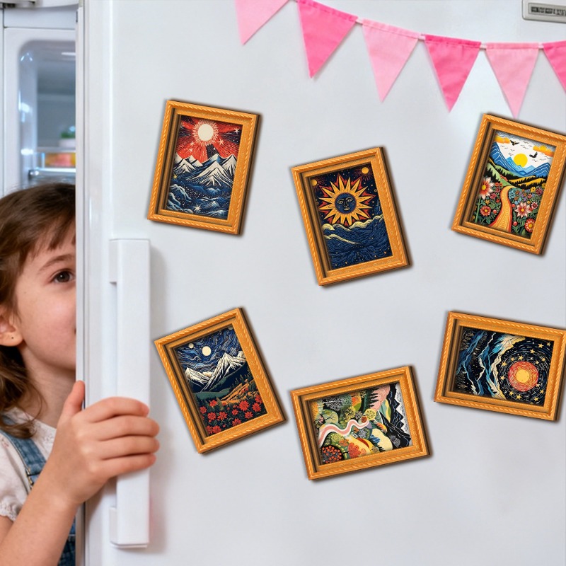 6Pcs/set Wooden Refrigerator M - огляд і ціна Engraved Wood Frame