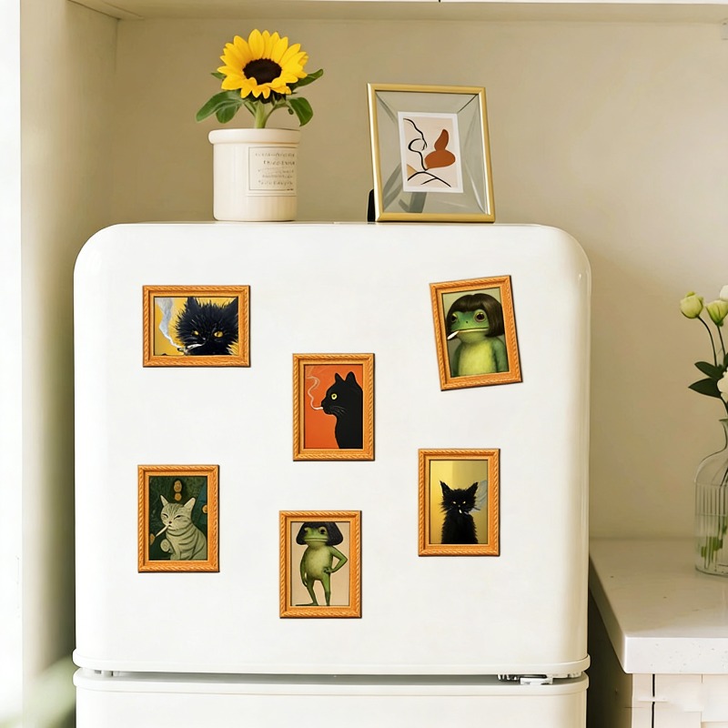6Pcs/set Wooden Refrigerator M - огляд і ціна Engraved Wood Frame