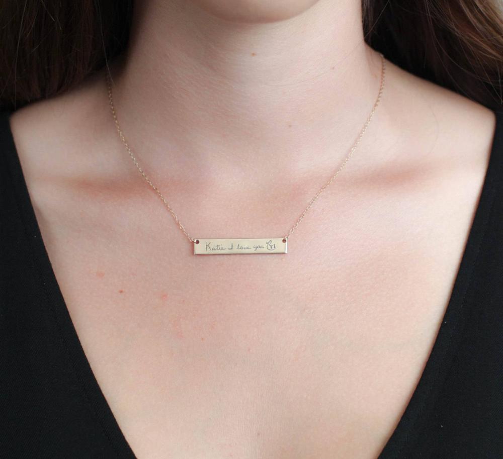 Personalized Custom Actual Han - огляд і ціна Handwriting Necklace Bar