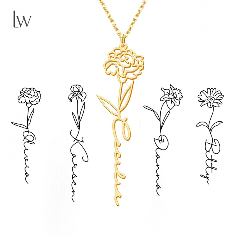 Personalized Birth Flower Name - огляд і ціна Birth Flower Necklace